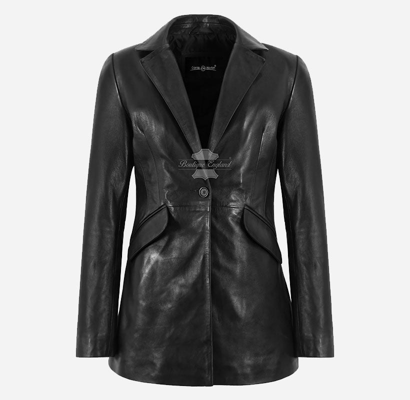 OXEYE Women's Leather Blazer Black