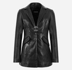 OXEYE Women's Leather Blazer Black