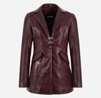 OXEYE Women's Leather Blazer Maroon