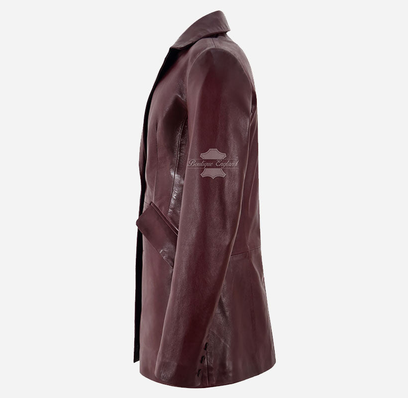 OXEYE Women's Leather Blazer Maroon