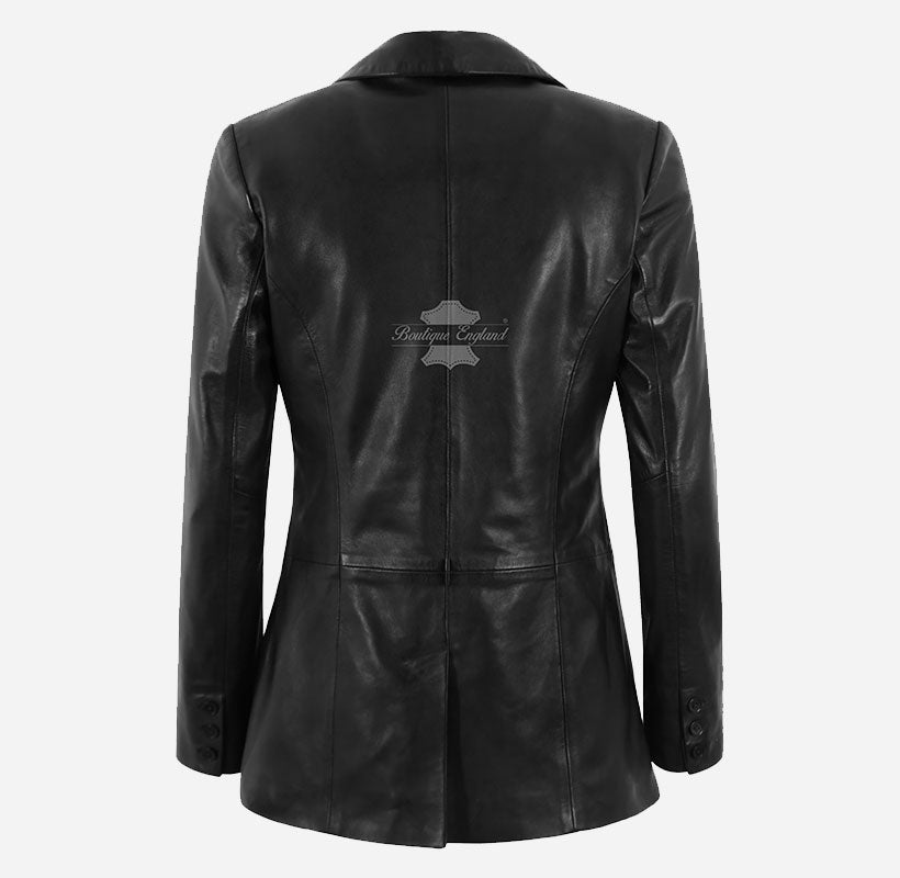 OXEYE Women's Leather Blazer Black
