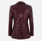 OXEYE Women's Leather Blazer Maroon