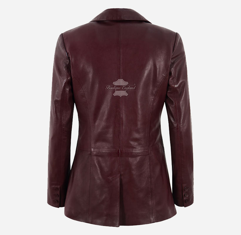 OXEYE Women's Leather Blazer Maroon