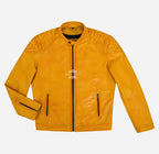GOLDENROD CAFE CRUISER Men's Yellow Leather Biker Jacket