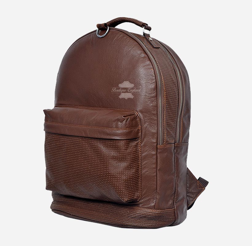 Men's Leather Backpack Classic Leather Laptop Bag Backpack