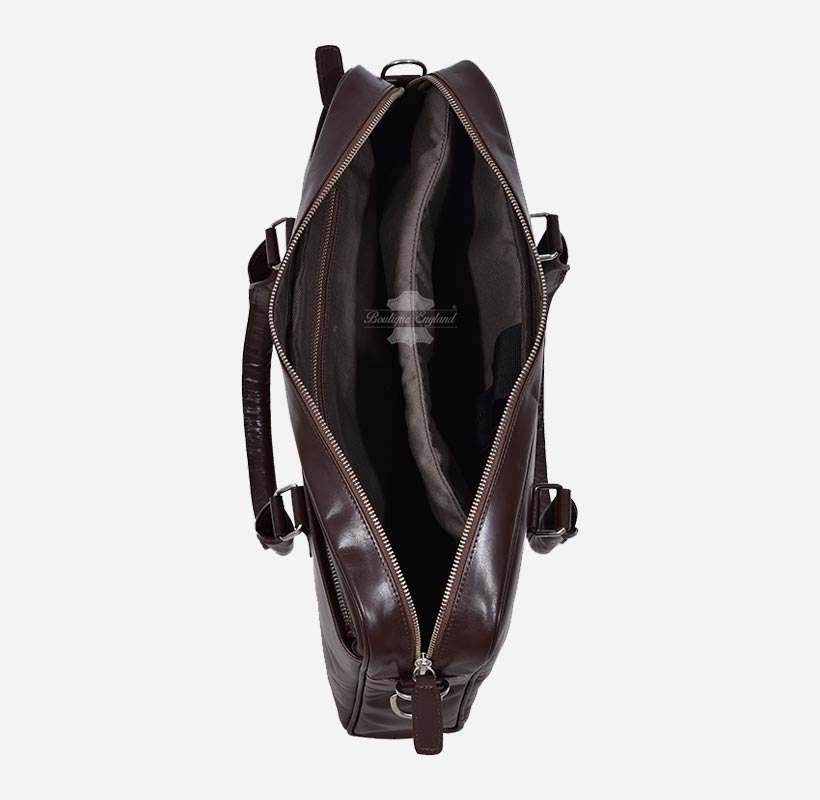 Brown Leather Briefcase Messenger Shoulder Laptop Bag