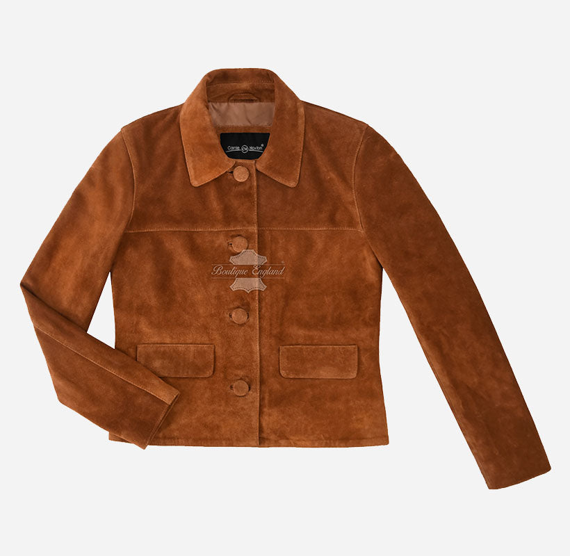 MEADOWE Women's Button Down Suede Jacket