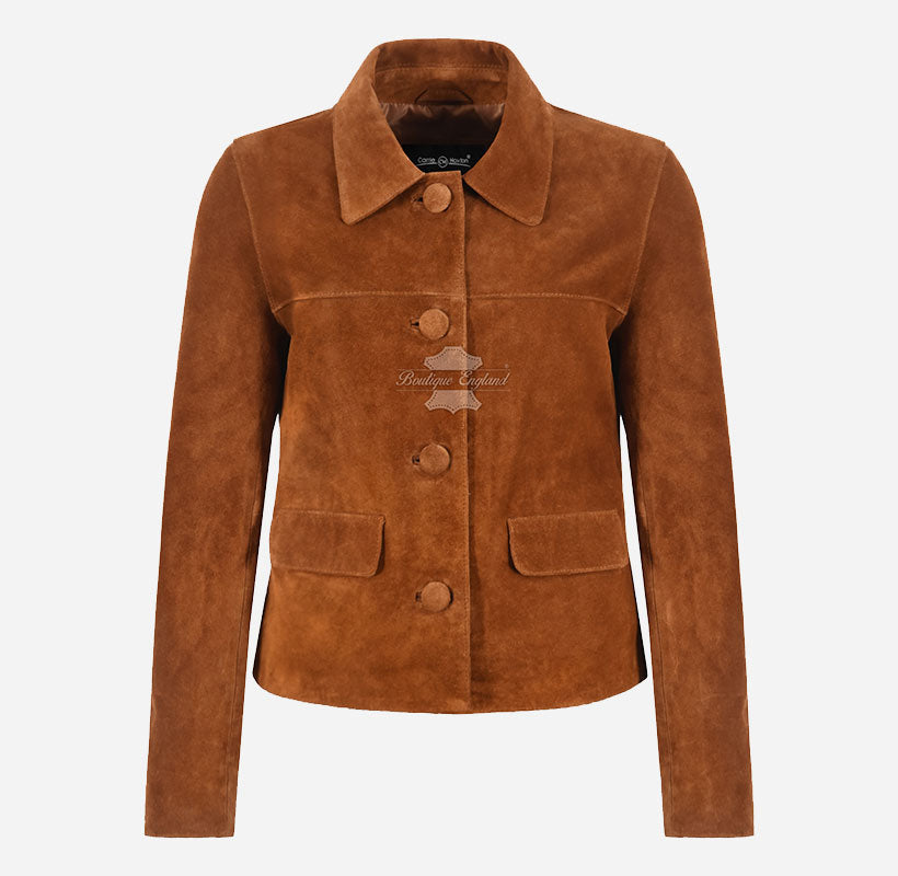 MEADOWE Women's Button Down Suede Jacket