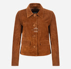 MEADOWE Women's Button Down Suede Jacket