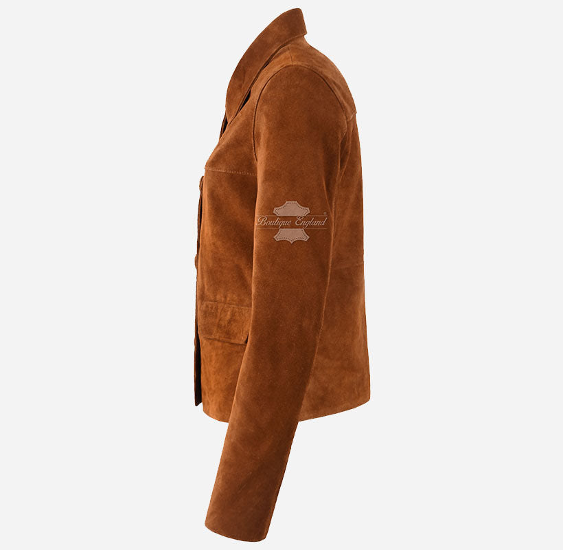 MEADOWE Women's Button Down Suede Jacket