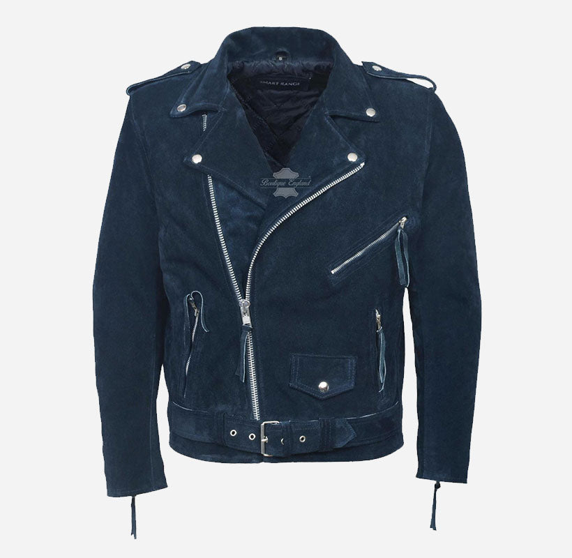 BRANDO Men's Suede Leather Classic Biker Jacket