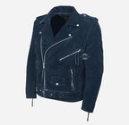 BRANDO Men's Suede Leather Classic Biker Jacket