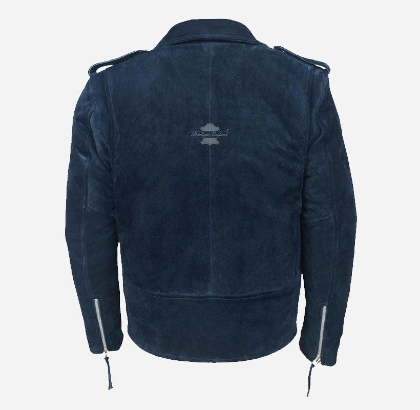 BRANDO Men's Suede Leather Classic Biker Jacket