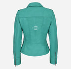 RIDER Women's Casual Center Zip Leather Biker Jacket