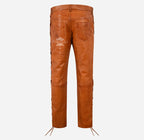 Men's Laced Biker Leather Pants Soft Leather Fashion Pants