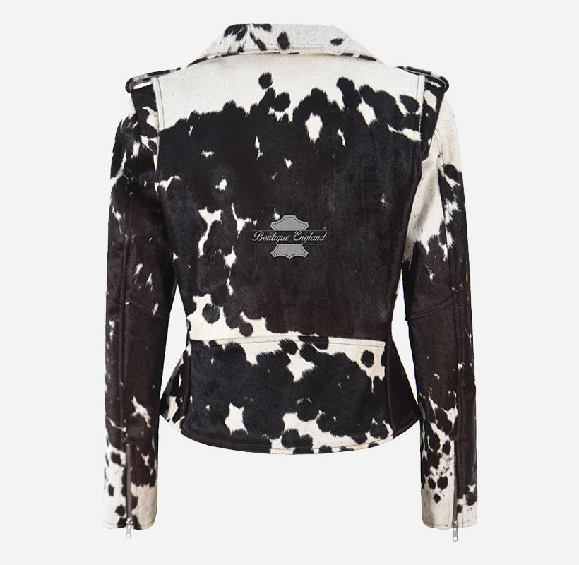 KOXXI Women's Cowhide Leather Fur Jacket Brown