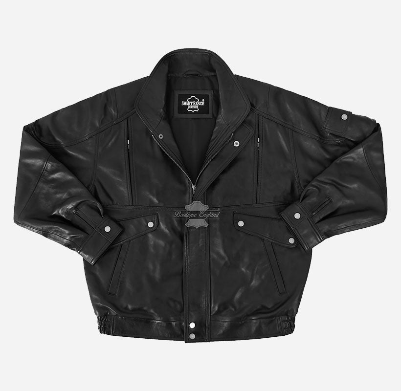 VAELO Baggy Fit Leather Blouson Jacket for Men