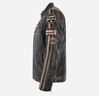 SIZMA Black Vintage Waxed Mens Leather Biker Jacket