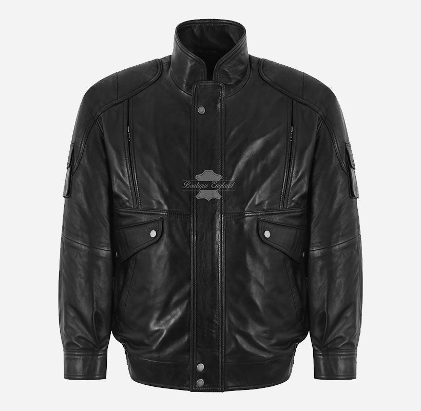 VAELO Baggy Fit Leather Blouson Jacket for Men