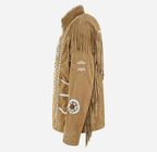 COWBOY Western Fringe Jacket For Men With Beads Detailing