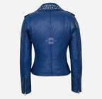 BRANDO Ladies Studded Collar Leather Biker Jacket Fitted Jacket