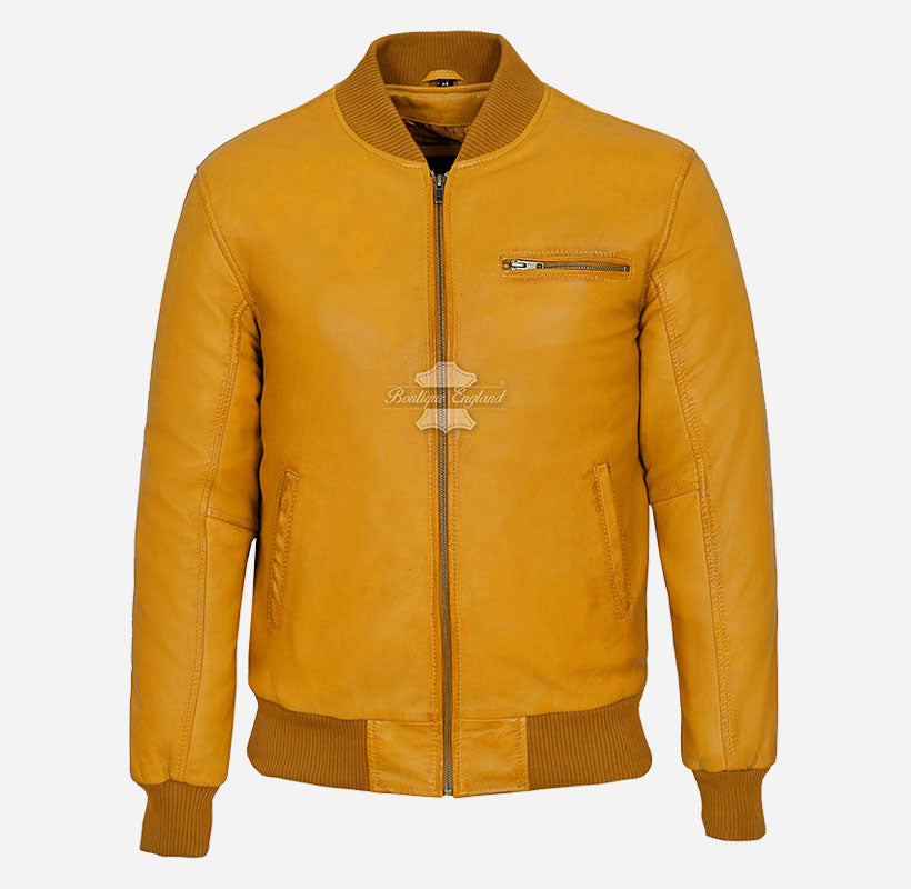70'S Classic Mens MA-1 Leather Bomber Jacket