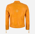 RECON Men's Racer Leather Jacket Yellow