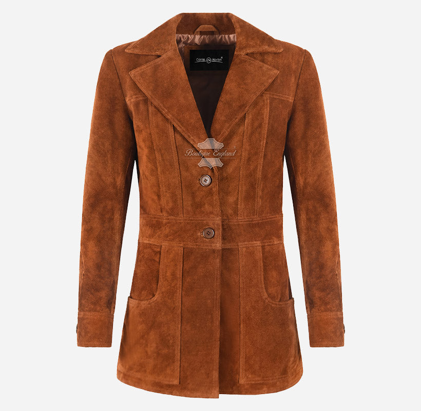 BECKSTE Women's Suede Trench Coat Blazer
