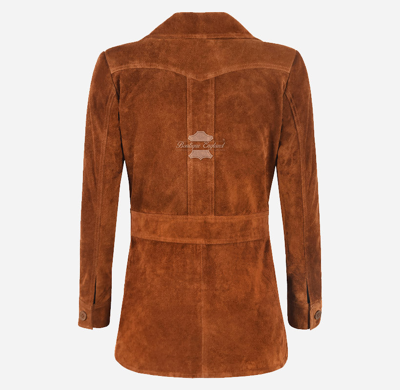 BECKSTE Women's Suede Trench Coat Blazer