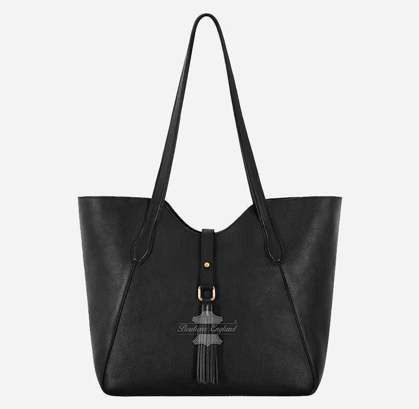Women’s Black Leather Tote Bag Hobo Shoulder Bag