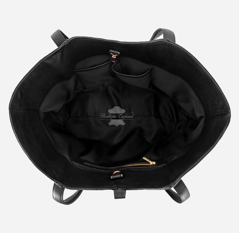 Women’s Black Leather Tote Bag Hobo Shoulder Bag