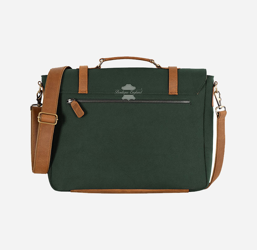 Vintage Waxed Leather Canvas Laptop Bag Crossbody Bag