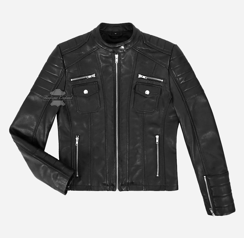 ELORA Ladies Leather Biker Jacket Slim Fit Leather Jacket