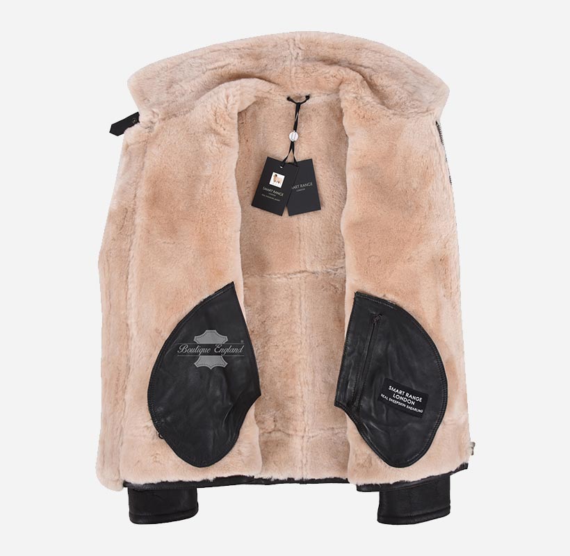 HARBIN Men's Classic B3 Original Sheepskin Jacket Brown Shearling Jacket