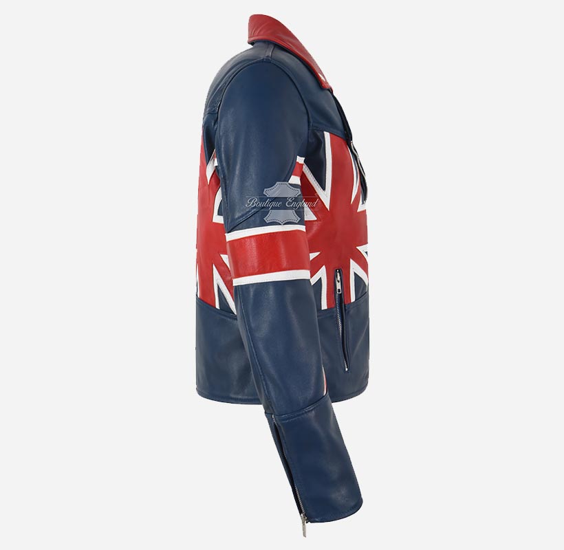 UNION JACKET Ladies Union Flag Leather Jacket Blue