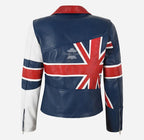 UNION JACKET Ladies Union Flag Leather Jacket Blue