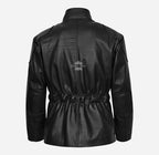 HUNTER Men's Black Leather Safari Coat Motorbike Jacket