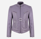 SPEED Women’s Leather Racer Jacket in Lavender