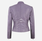 SPEED Women’s Leather Racer Jacket in Lavender