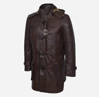 TOGGLE Men's Leather Duffle Coat With Hood