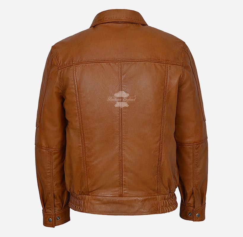 ESSEX Men's Leather Blouson Jacket Classic Soft Leather Jacket