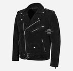 BRANDO Men's Suede Leather Classic Biker Jacket