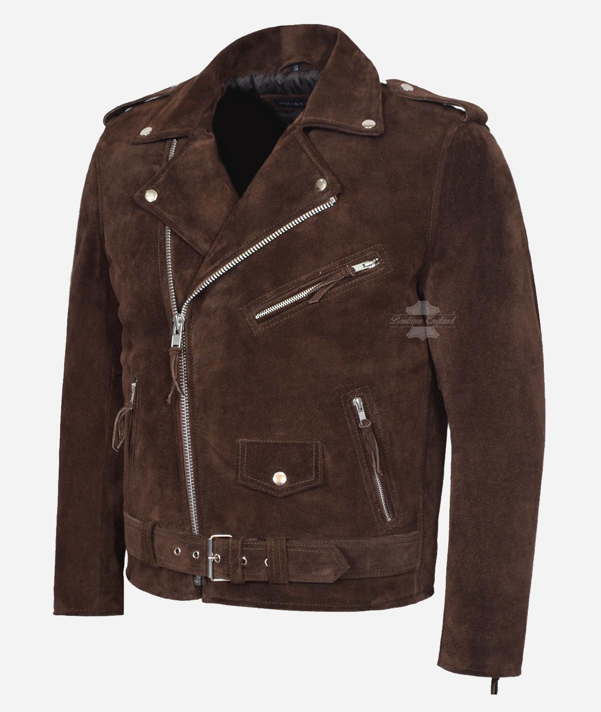BRANDO Men's Suede Leather Classic Biker Jacket