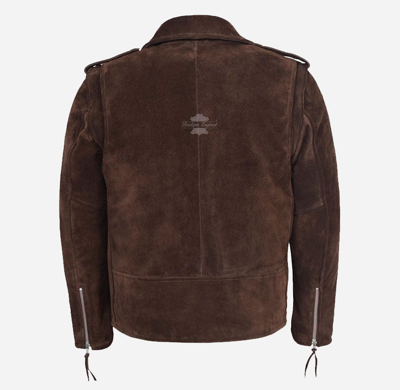BRANDO Men's Suede Leather Classic Biker Jacket