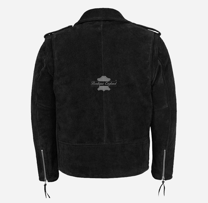 BRANDO Men's Suede Leather Classic Biker Jacket