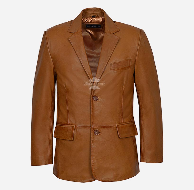 SANTINO Men's Leather Blazer Jacket Soft Leather Coat