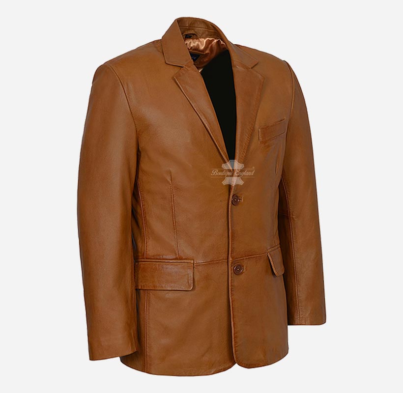 SANTINO Men's Leather Blazer Jacket Soft Leather Coat