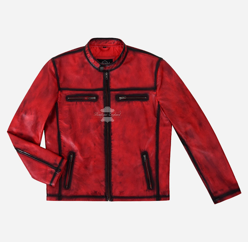 BRUISER Men's Vintage Red Leather Jacket