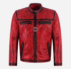 BRUISER Men's Vintage Red Leather Jacket