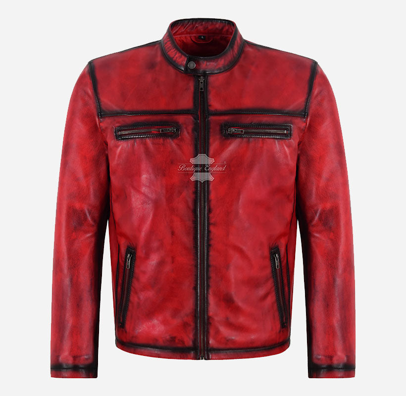 BRUISER Men's Vintage Red Leather Jacket